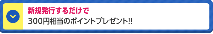 新規発行するだけで300円相当のポイントプレゼント!!